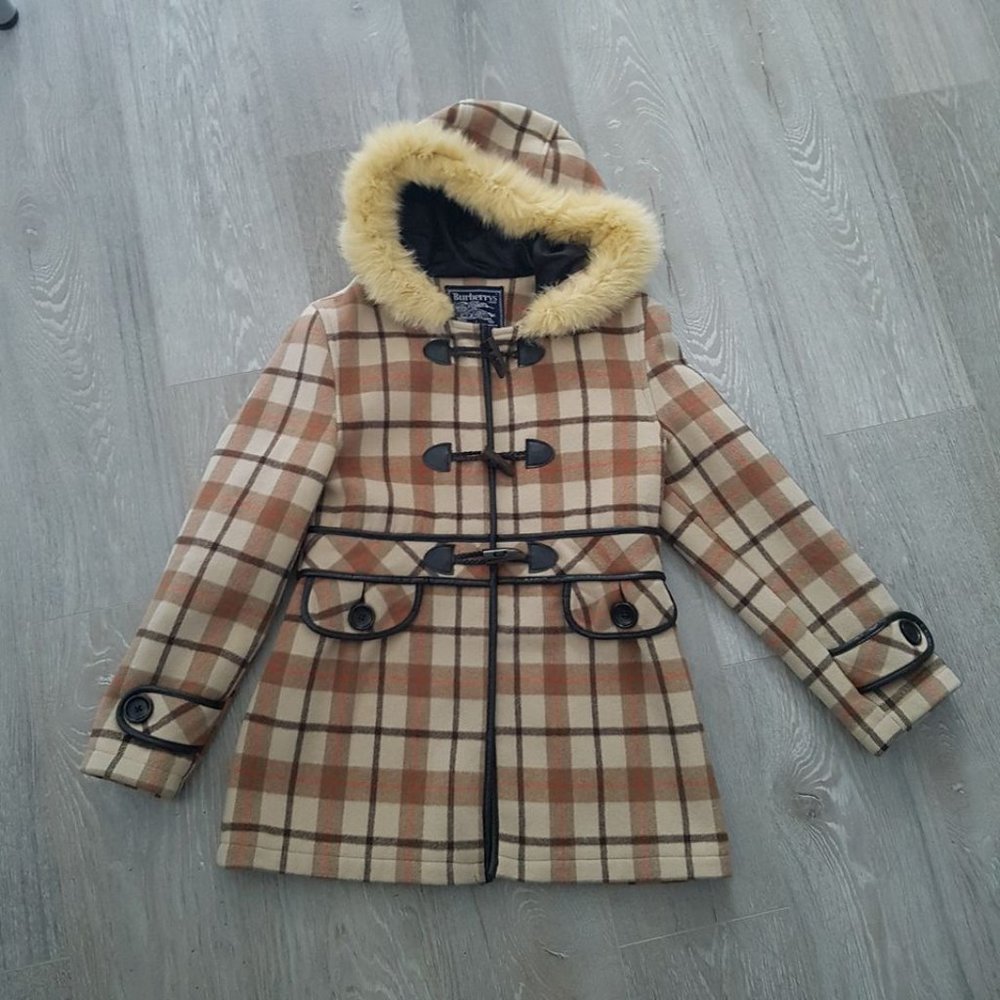 Vintage Burberry Plaid Fall Pea Coat Size S